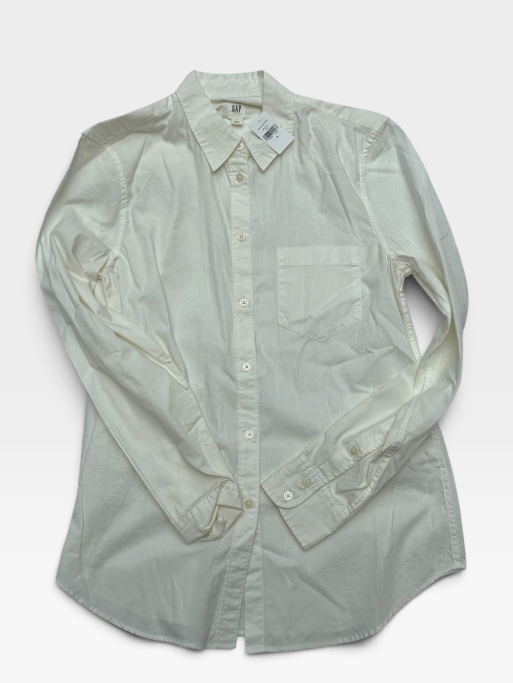 GAP White Cream Cotton Button Down Shirt Women Small NWT Classic Fit